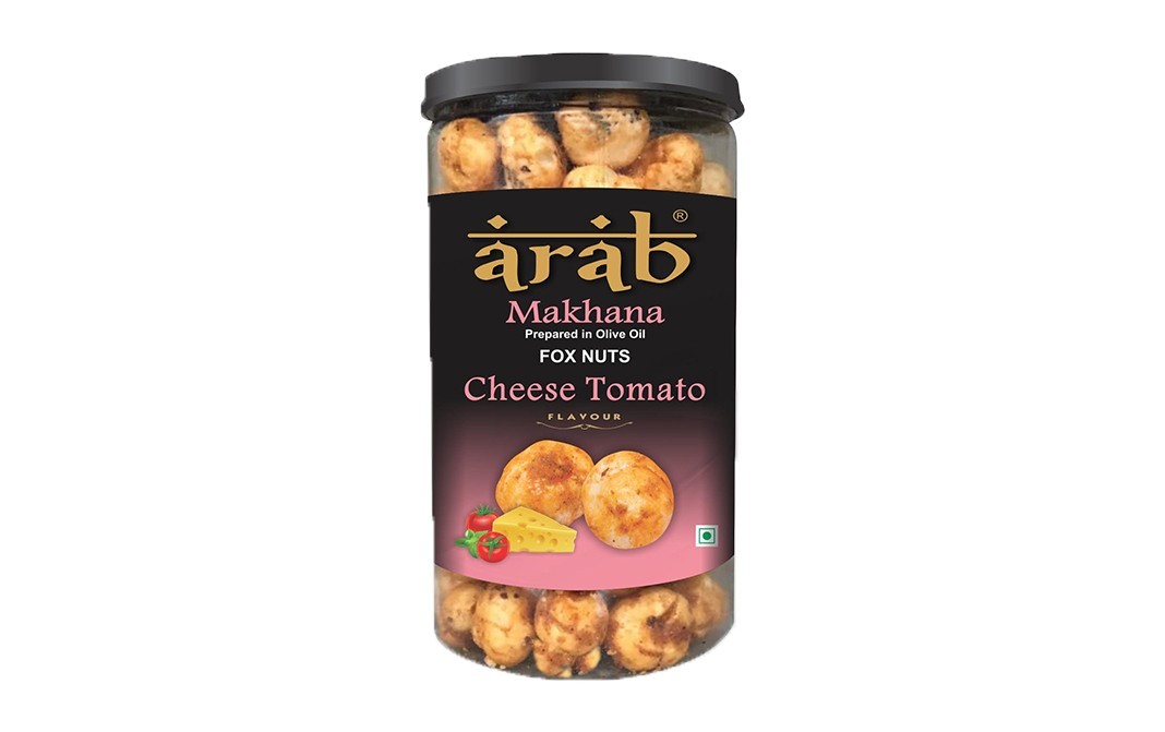 Arab Makhana Prepared Olive Oil Fox Nuts Cheese Tomato Flavour   Plastic Jar  80 grams